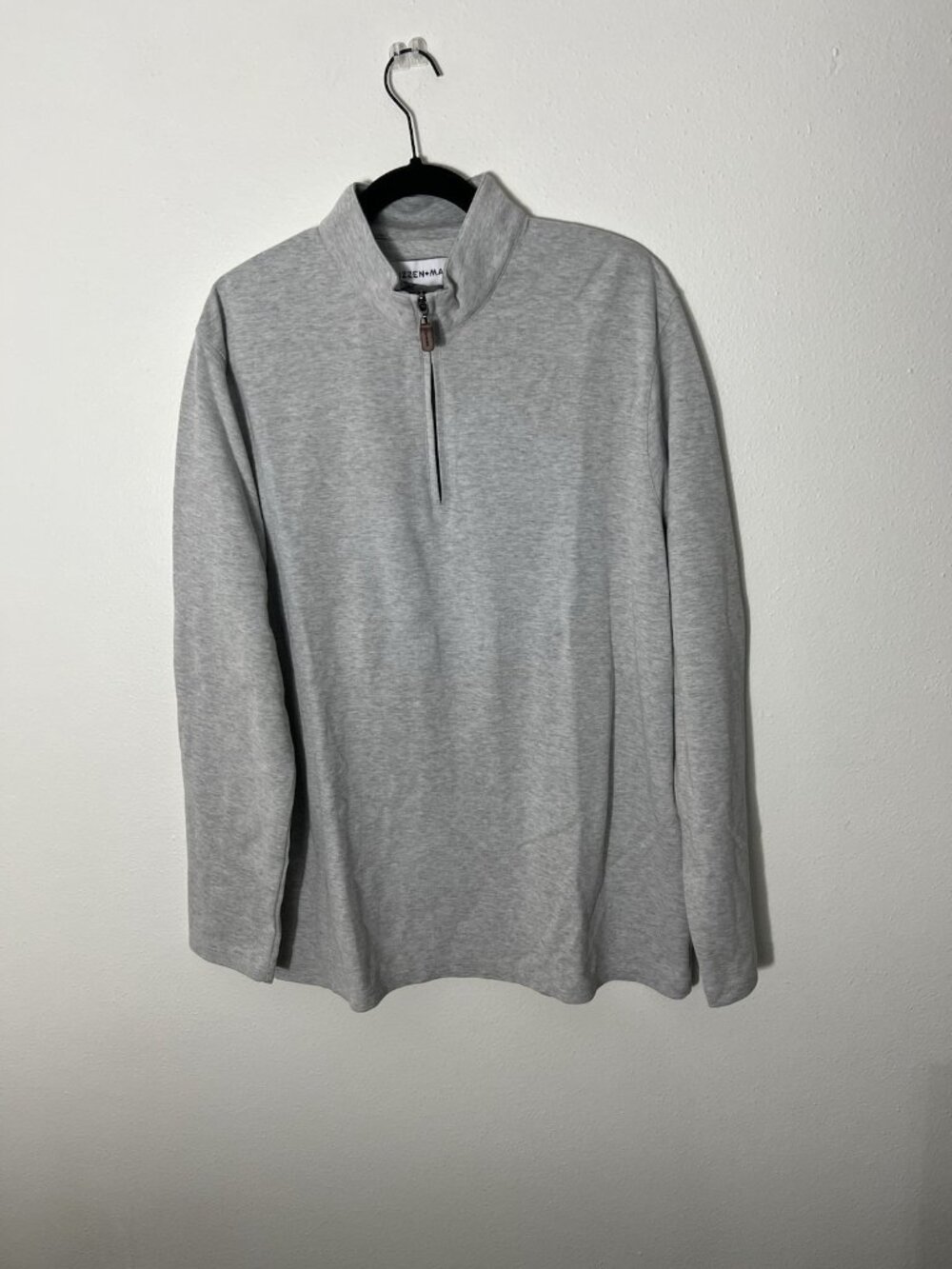 Mizzen+Main Fairway Pullover Men's X Large Gray 1/4 Zip Mock Neck Golf Sweater